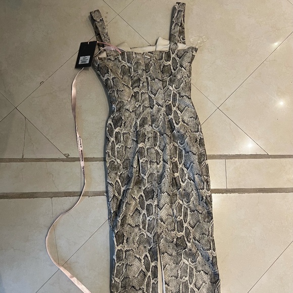 House of CB GRACIE Snakeskin Print Vegan Leather Midi Dress - Picture 3 of 4